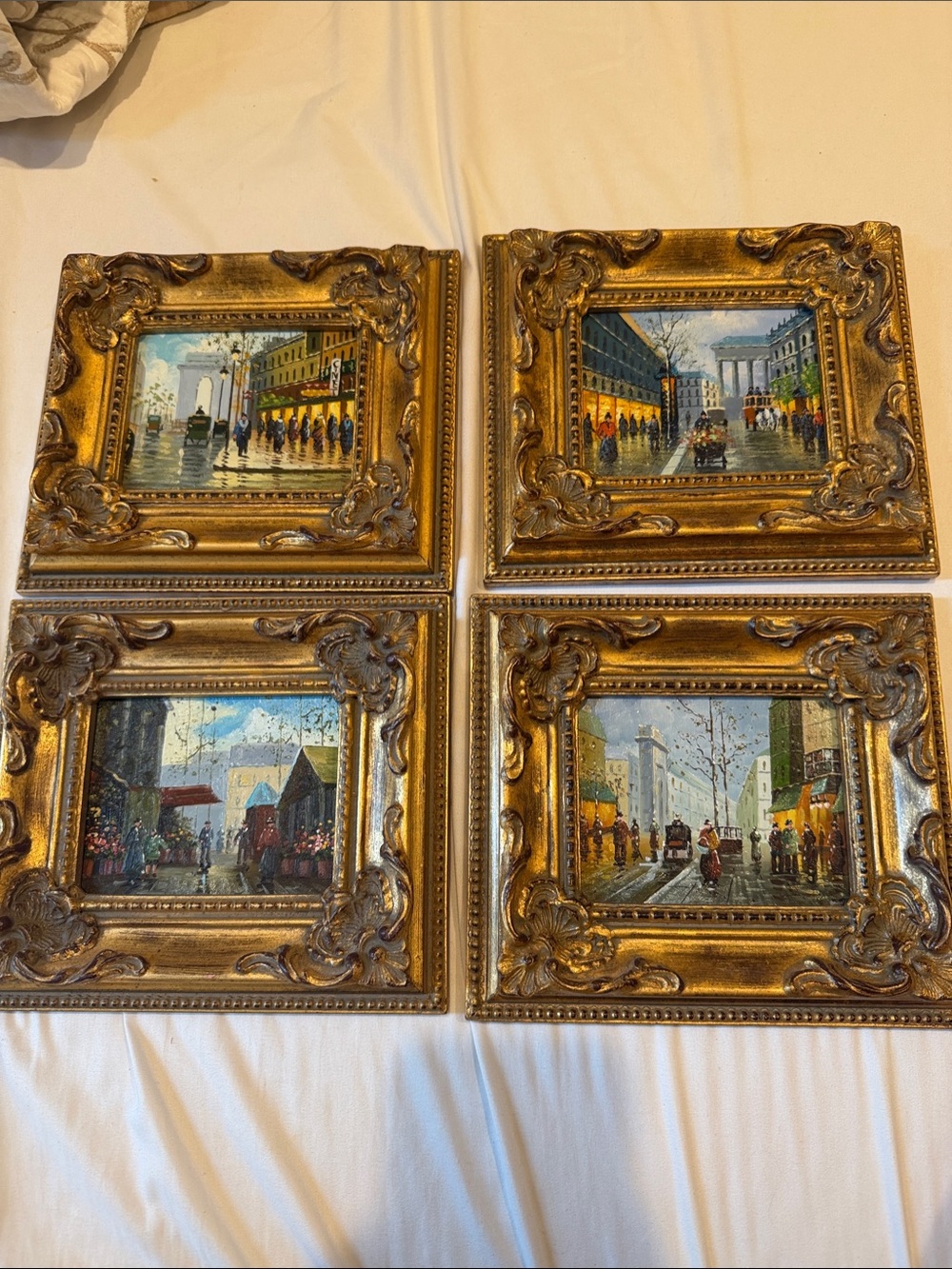 Gold Framed Vintage-Style Cityscape Wall Art Set - Gold